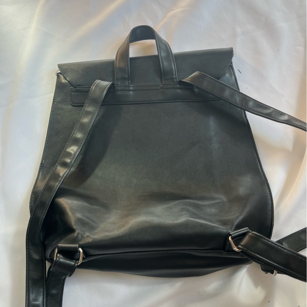 Black Leather Backpack - Picture 3 of 3